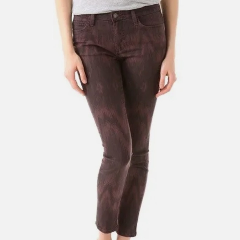 Joe’s Jeans High Water Fit Bordeaux Maroon Ikat Printed Denim Size 26